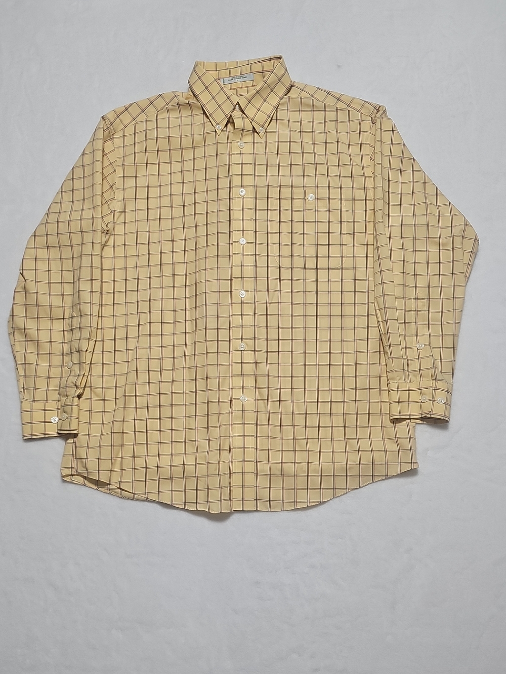 Orvis Yellow Plaid Button-Up Dress Shirt